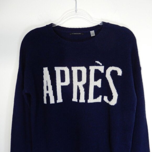 TAHARI Women's Après 100% CASHMERE SWEATER Size XS Navy Blue NEW - Picture 4 of 9